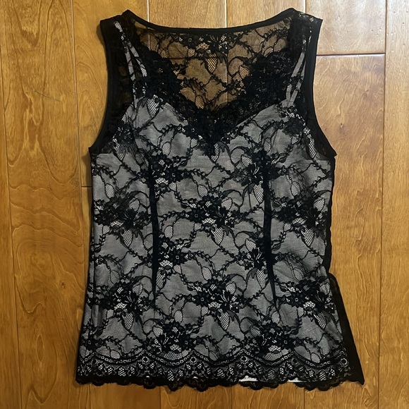 Ann Taylor LOFT Y2K Babydoll Lace Sleeveless Top Size 4 Black Whimsigoth Grunge - Picture 7 of 11